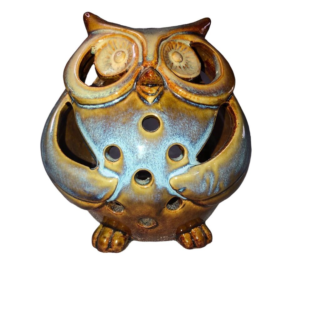 Vintage Pier1 Pottery Owl Votive Holder, Toothbrush Holder, Multi-Purpose